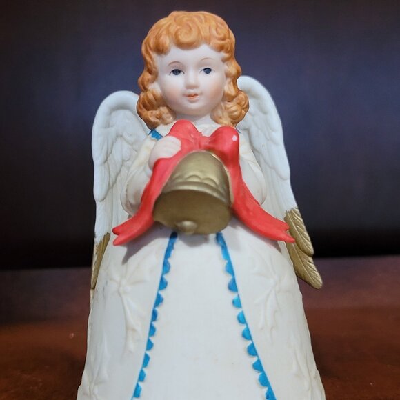 1988 Christmas Angel Bell Figurine Homco Vintage Holiday Decor - Picture 1 of 5